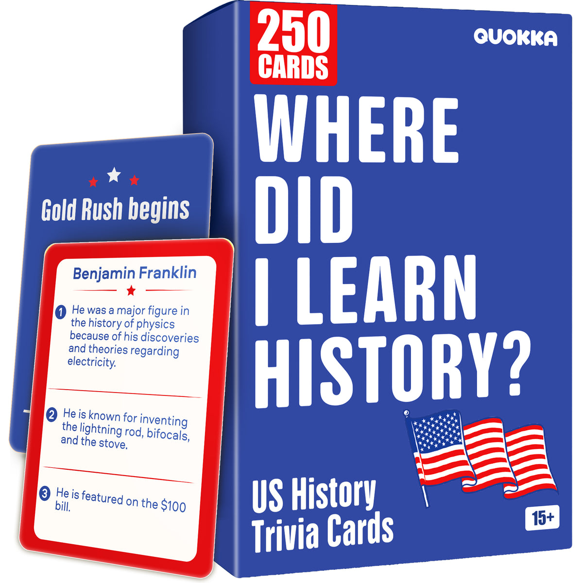 U.S. History Trivia Game with 250 Double-Sided Cards