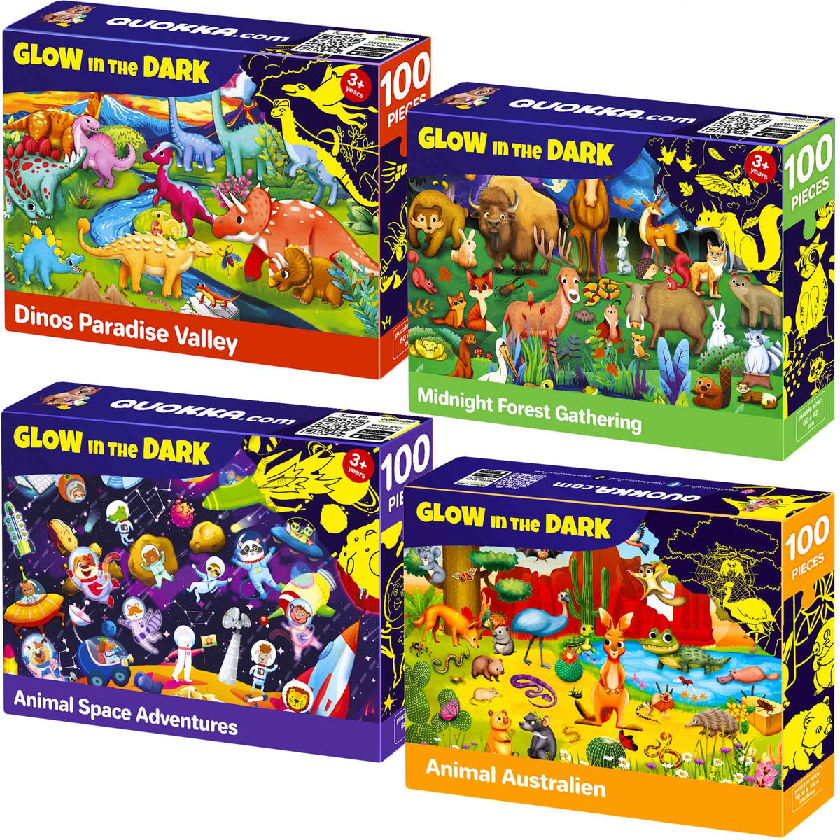 100 Piece Glow in The Dark Puzzles for Kids | Space, Dino
