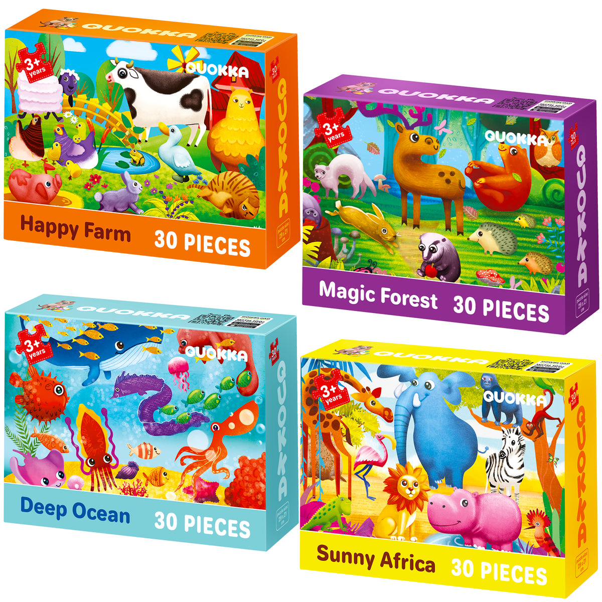 30 Piece Puzzles for Kids | Forest, Ocean & Africa Animals