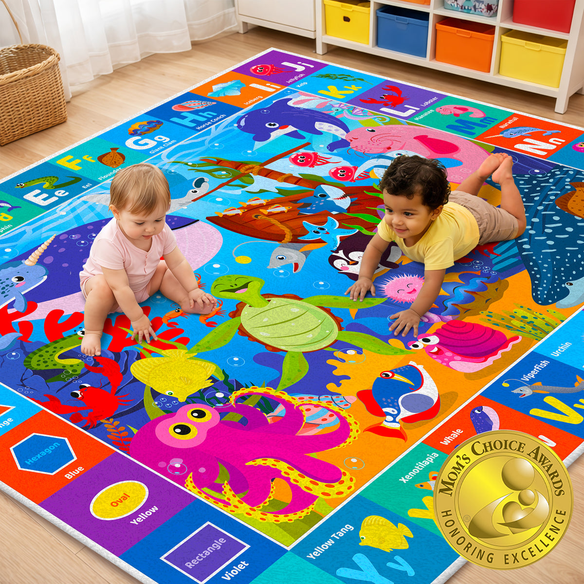 Baby Play Mat for Floor | Ocean ABC Rug for Toddlers