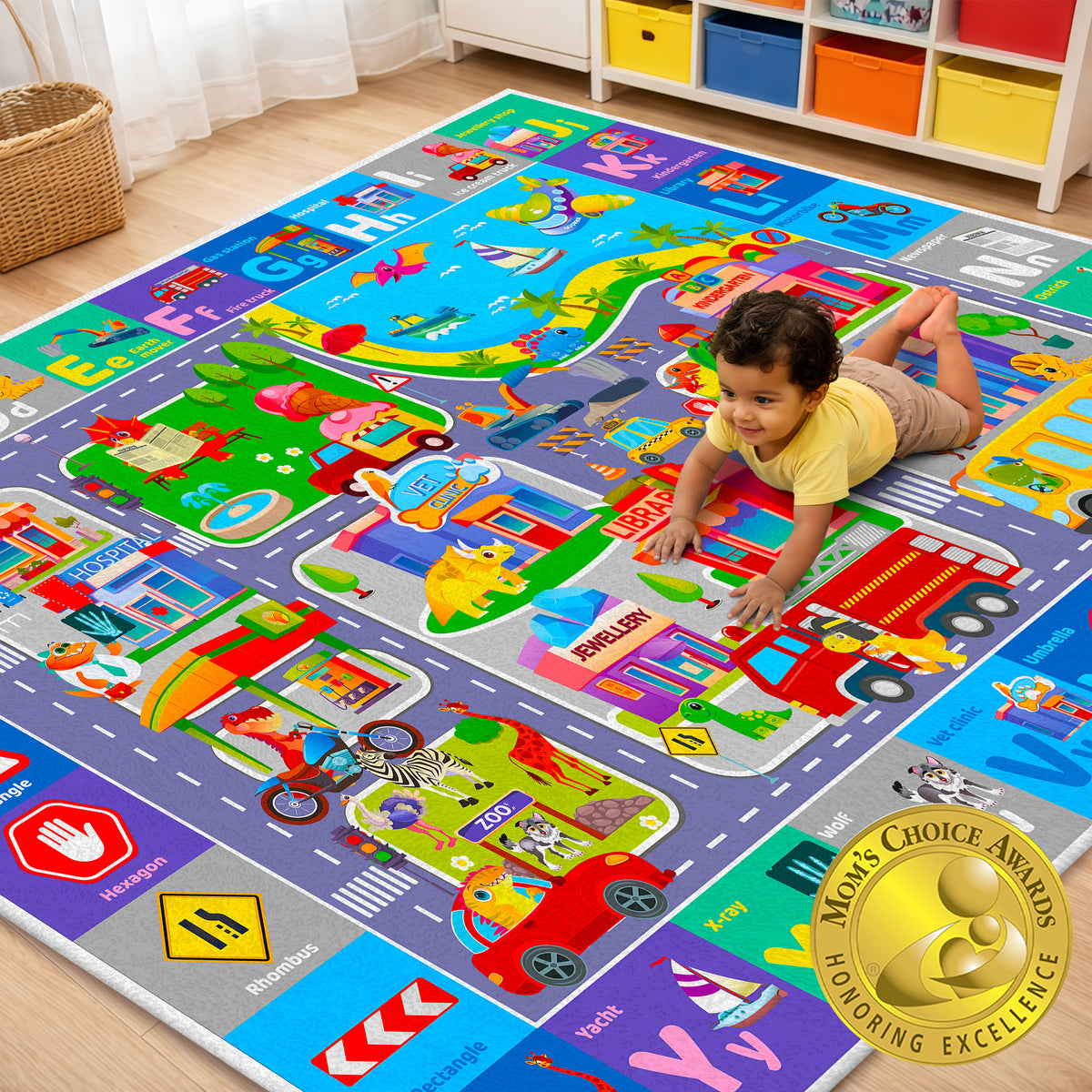 Large Baby Play Mat for Floor | Plush ABC with City