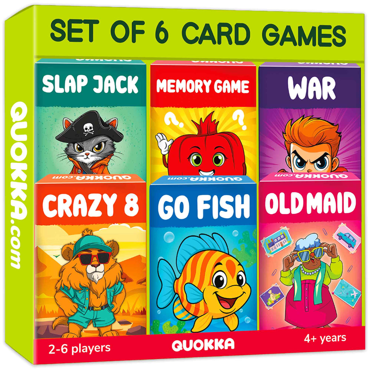 6 Pack Original Card Games for Kids Ages 4–8 - Fun Family Games
