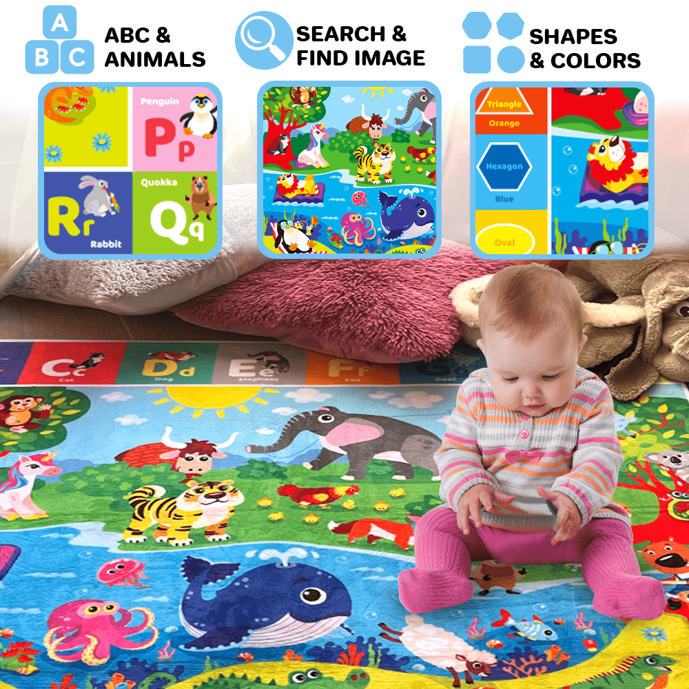 QUOKKA Large Baby Play Mat for Floor | Plush ABC Playmat for Toddlers