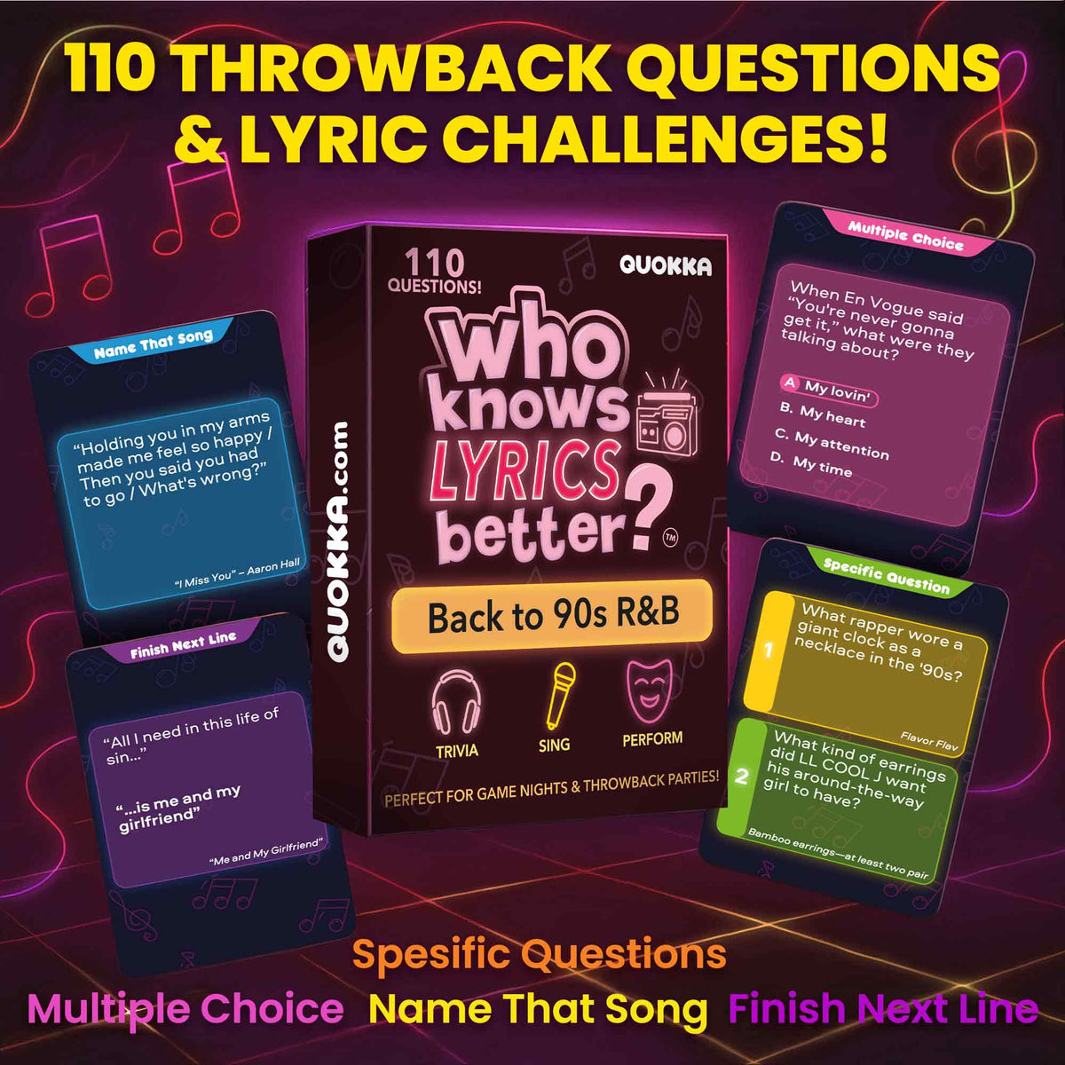 Card Game Who Knows Lyrics Better? 110 Questions Back to 90s R&B