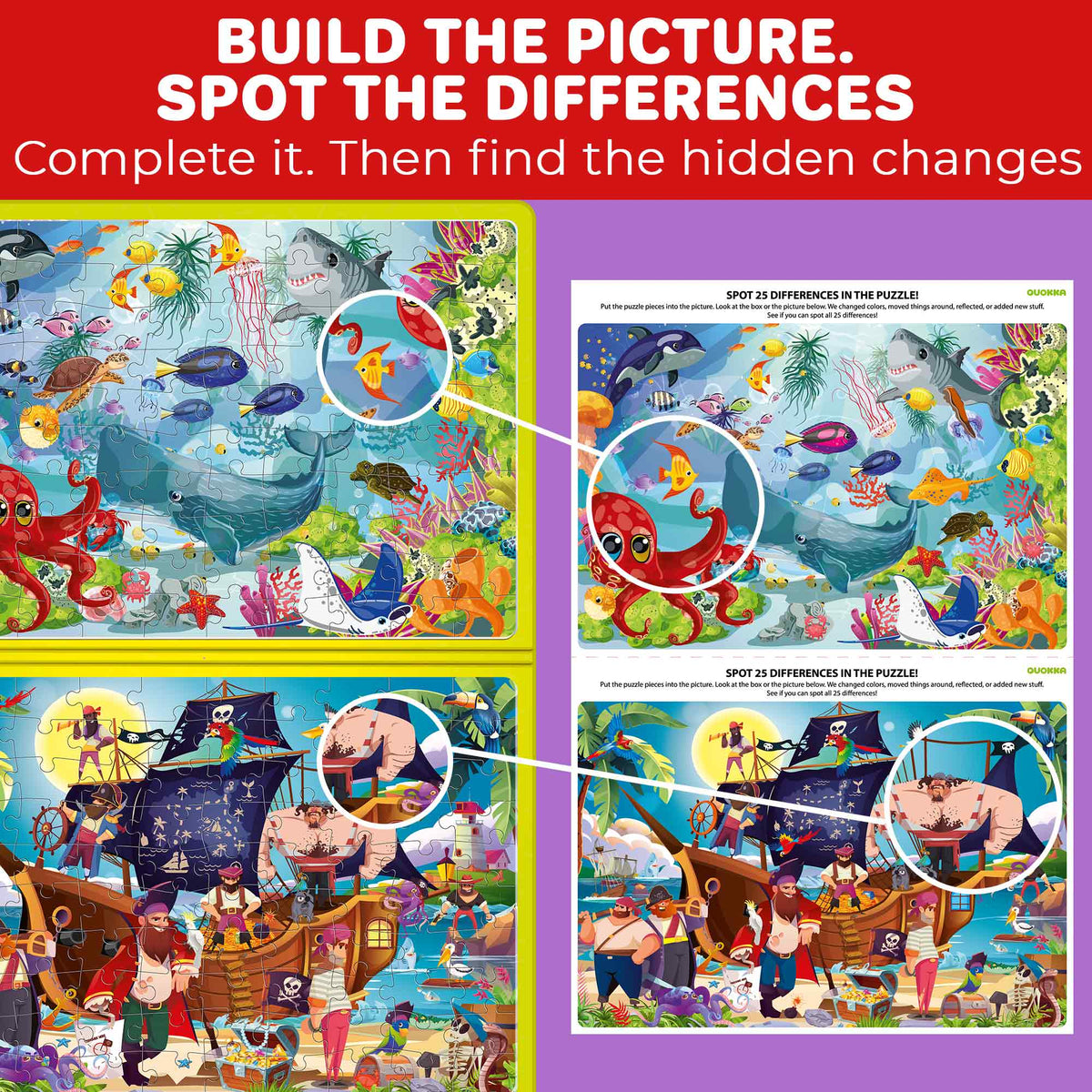 Magnetic Puzzle 2x100 Pcs Puzzles for Kids - Ocean & Pirates