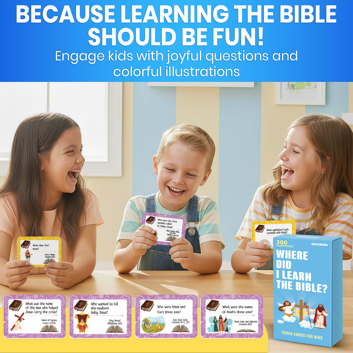 Bible Trivia Game - 300 Engaging Questions for Kids & Families
