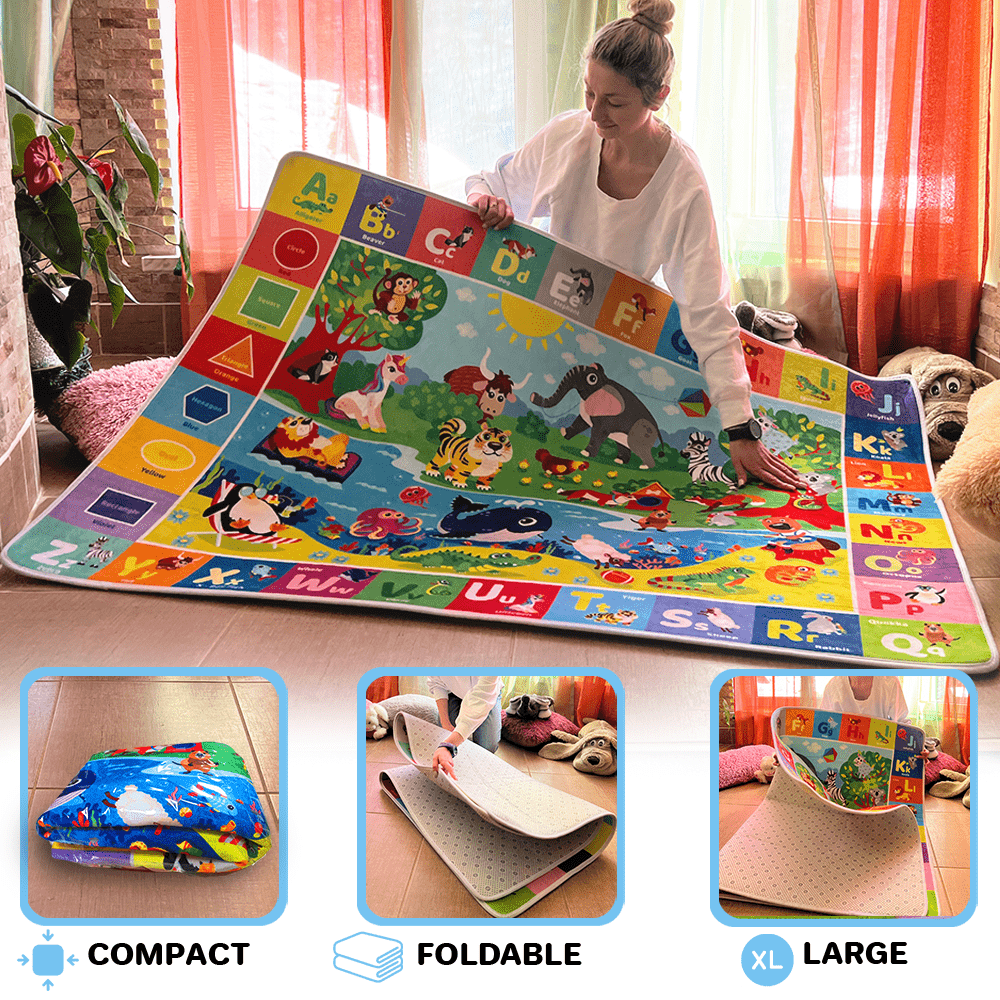 QUOKKA Baby Play Mat for Floor | Plush ABC Playmat for Toddlers