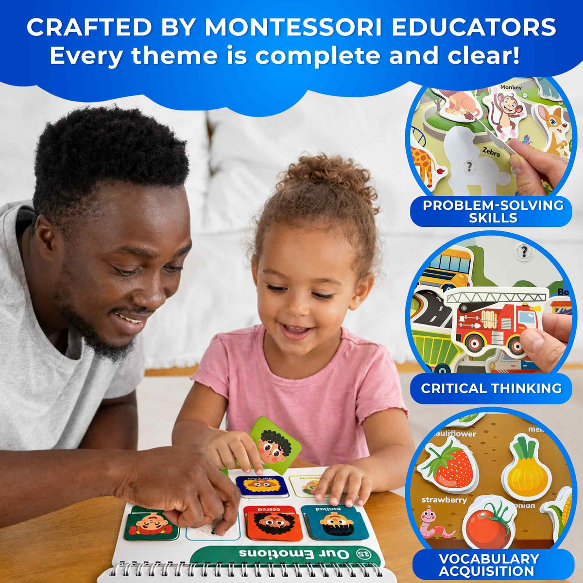 Montessori Busy Book for Toddlers | Activity Book with Interactive Pages