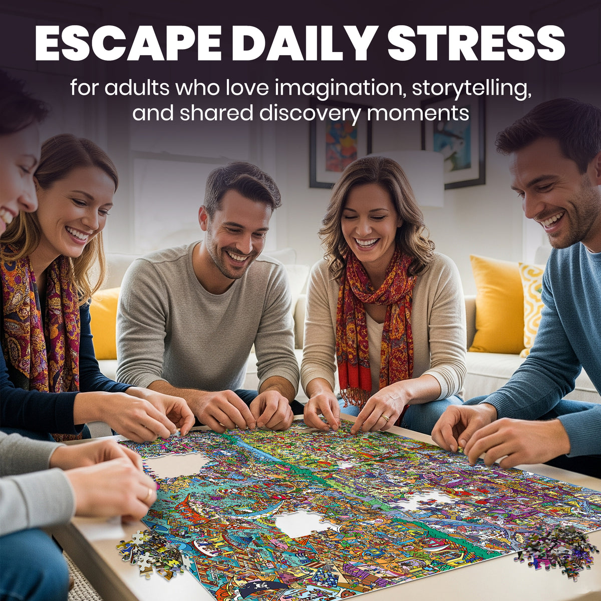 4 Set 1000 Piece Puzzle for Adults with Hidden Secrets - Four Kingdoms