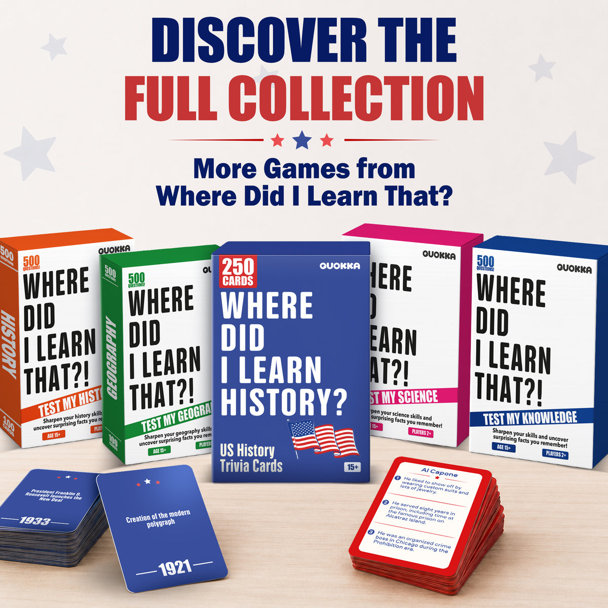 U.S. History Trivia Game with 250 Double-Sided Cards