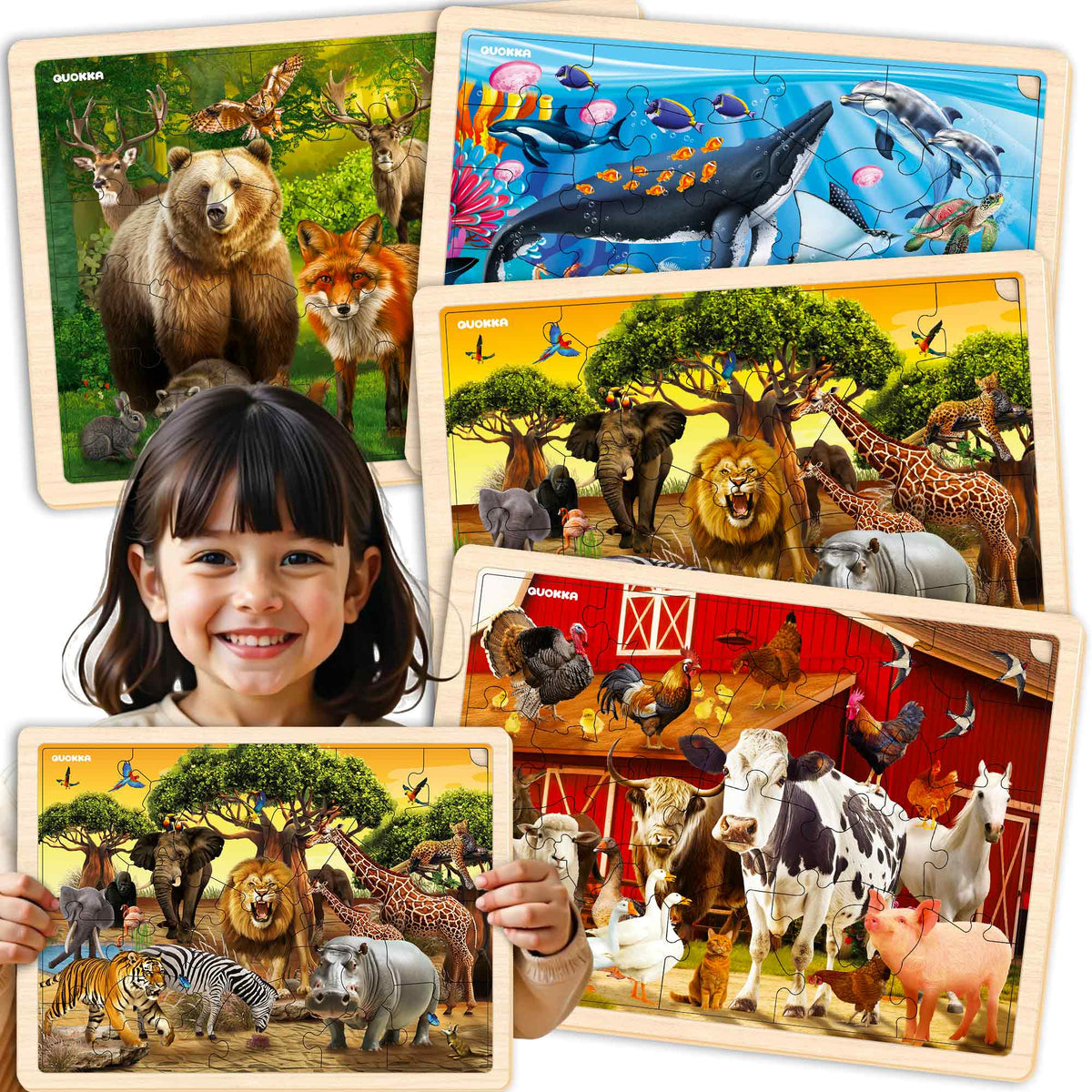 4 Set Jigsaw Wooden Puzzles for Kids