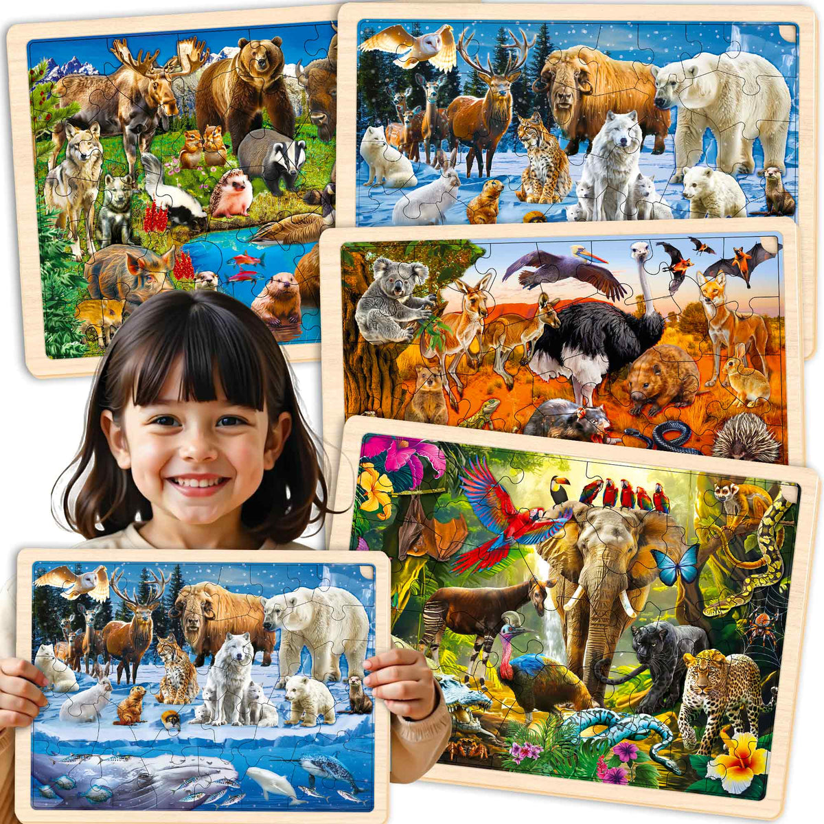 36 Pcs Wooden Realistic Puzzles