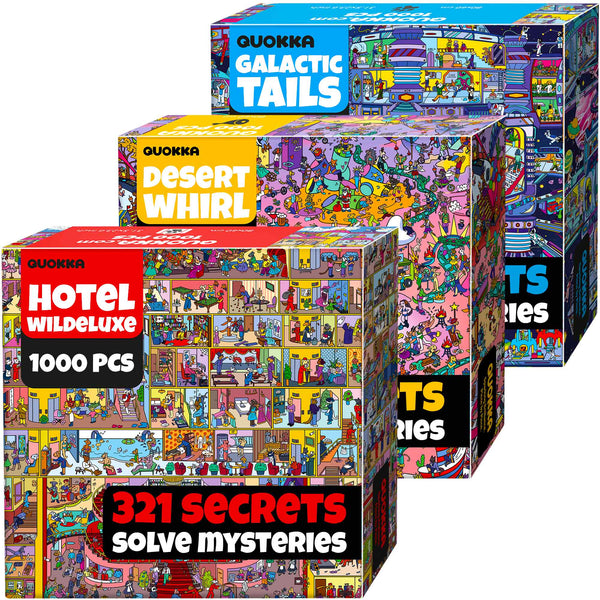 3 Set 1000 Piece Puzzle for Adults with Hidden Secrets