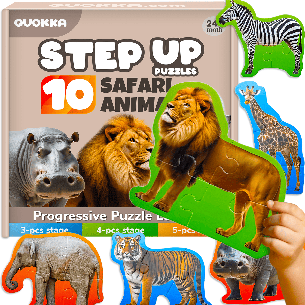 40 Piece Step Up Puzzles for Toddlers | Safari Animals