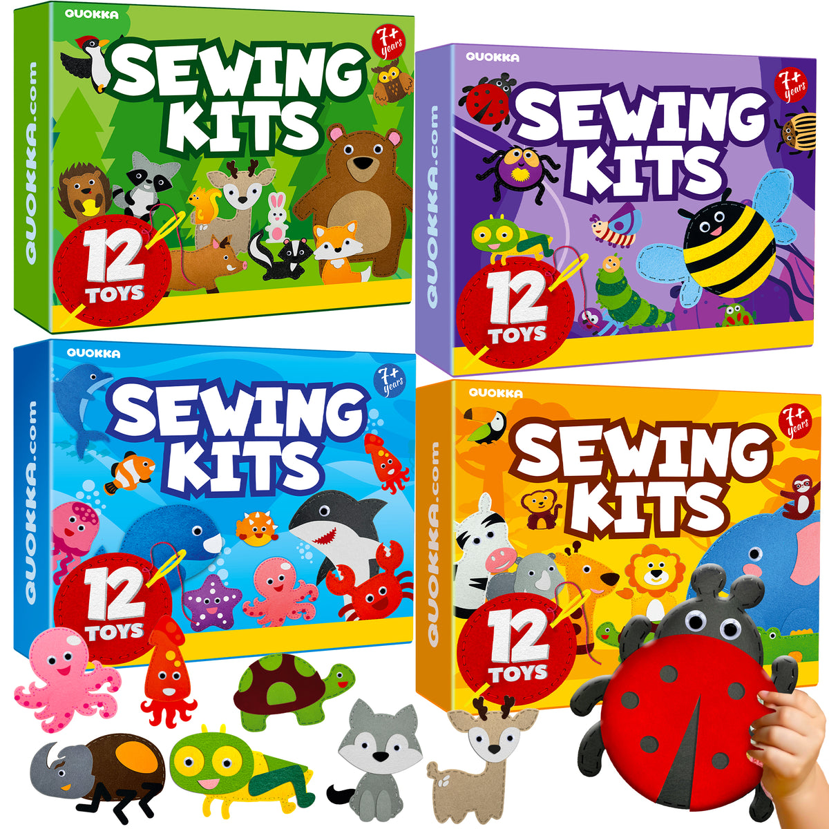4-Pack Beginner Sewing Kits for Kids – 48 DIY Felt Toys