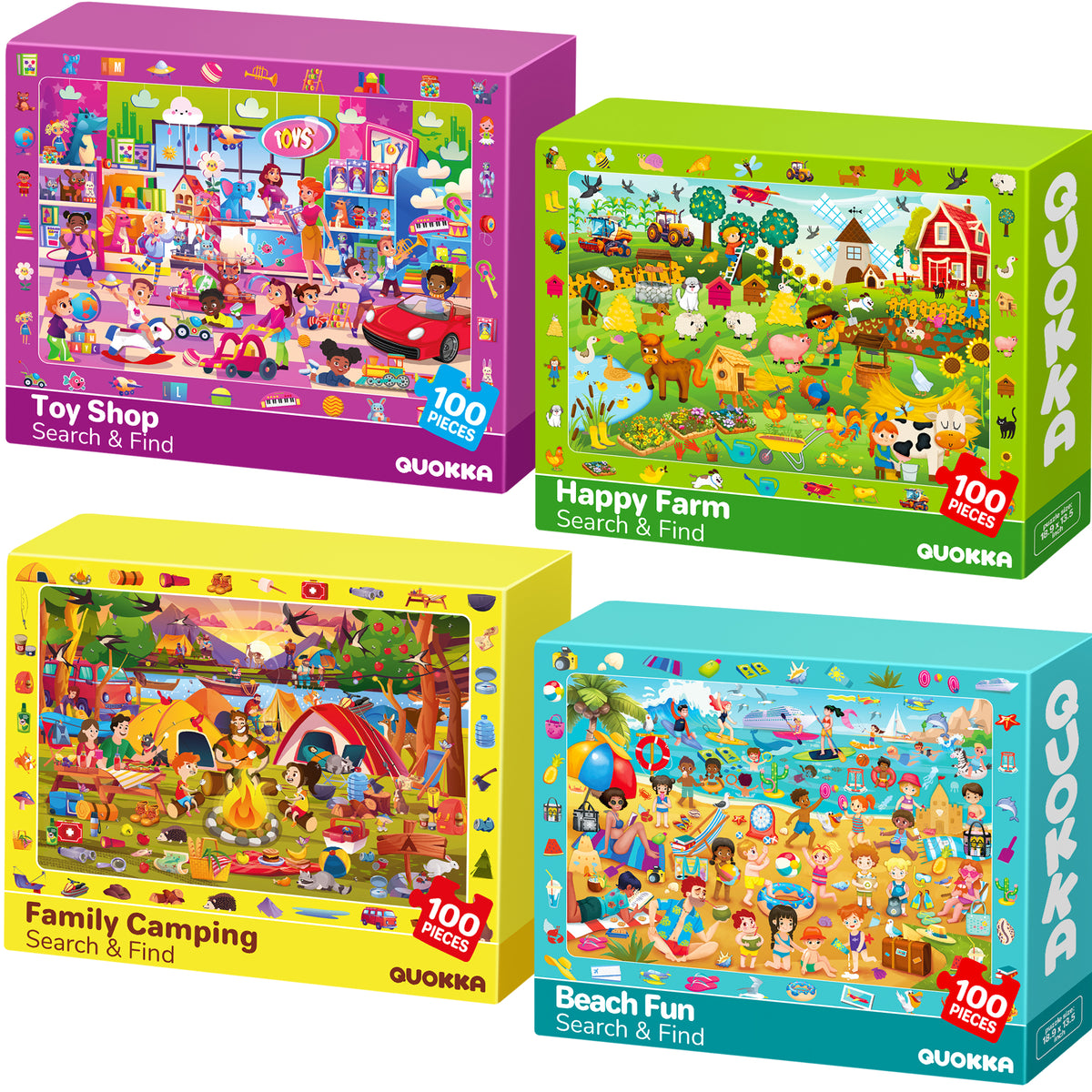 100 Piece Search & Find Puzzles for Kids Toy Store, Camping