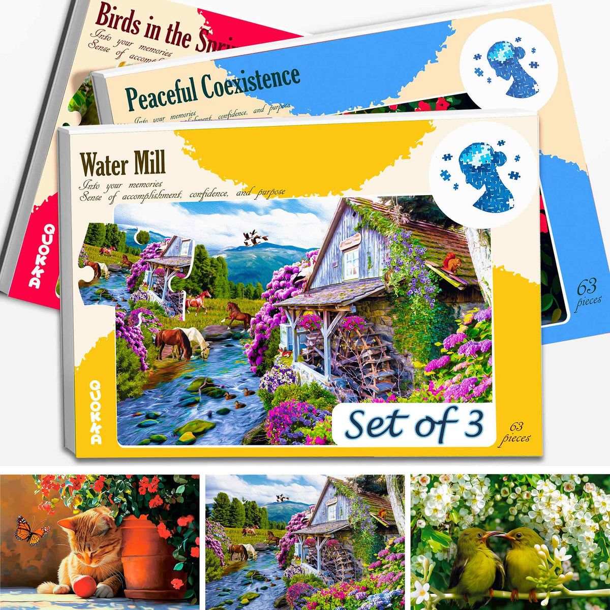 63 Dementia Puzzles for Elderly | Birds and Cats