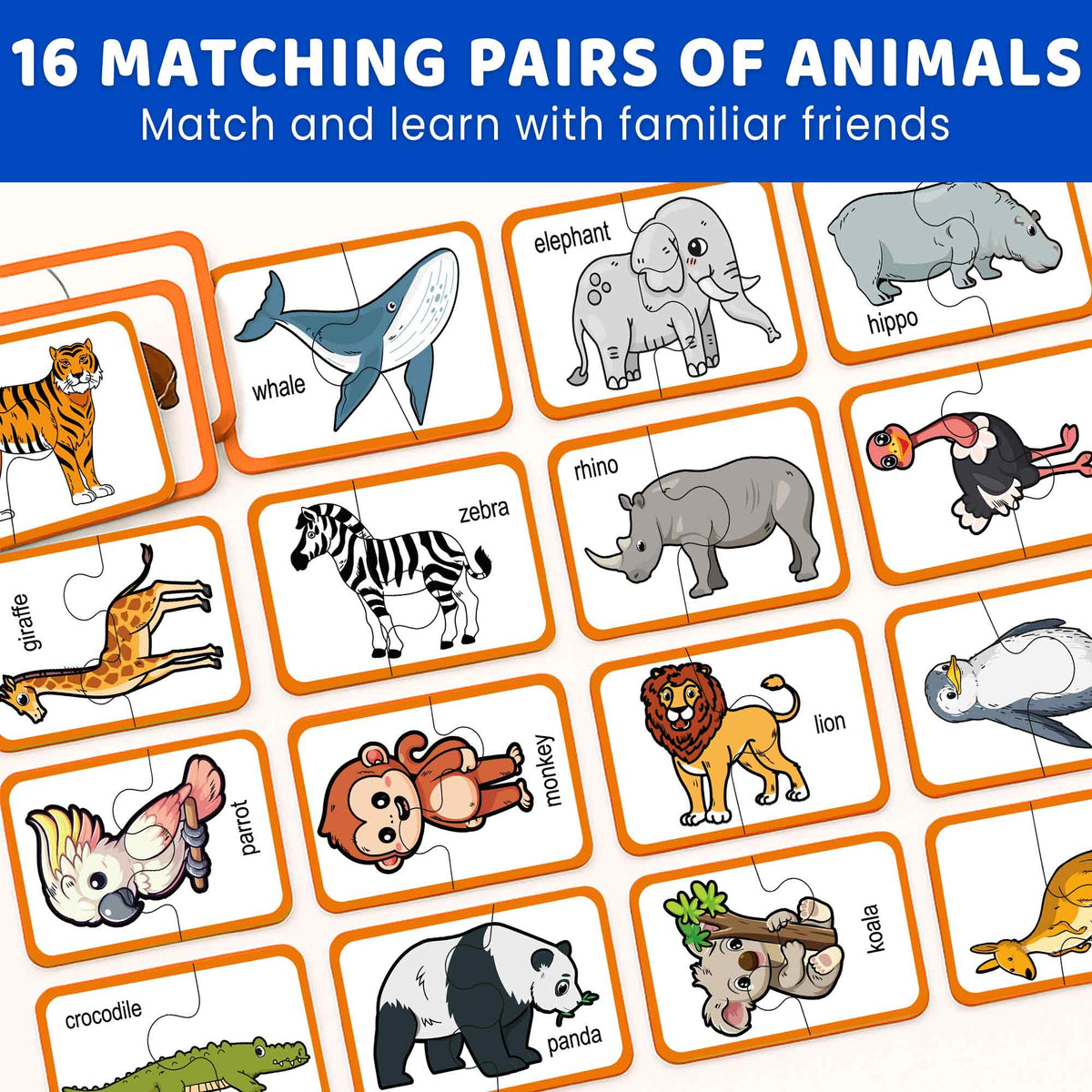 16 Matching Pairs of Wild Animals
