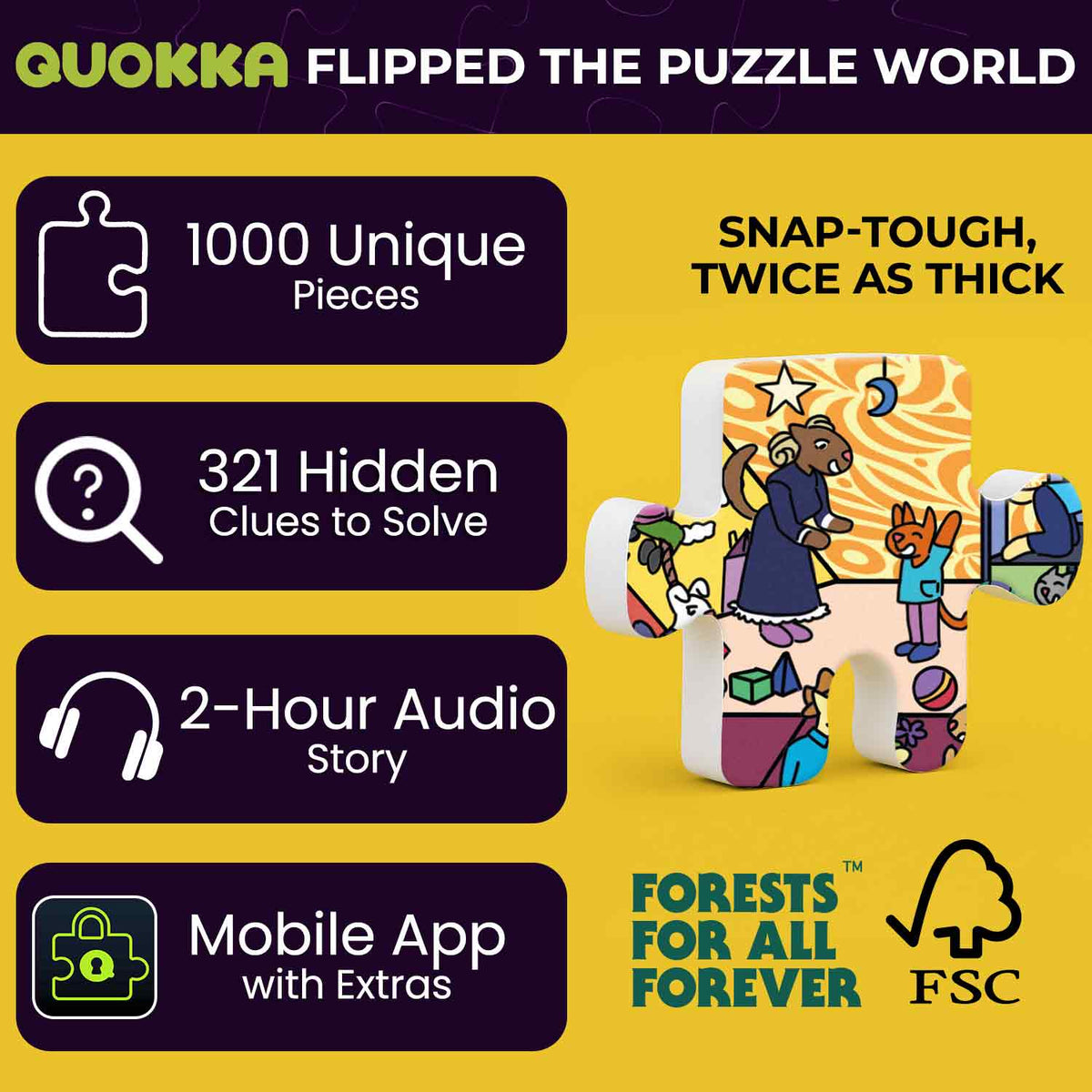 Bundle Set 3x1000 Piece Puzzle for Adults with Hidden Secrets & Audio Story