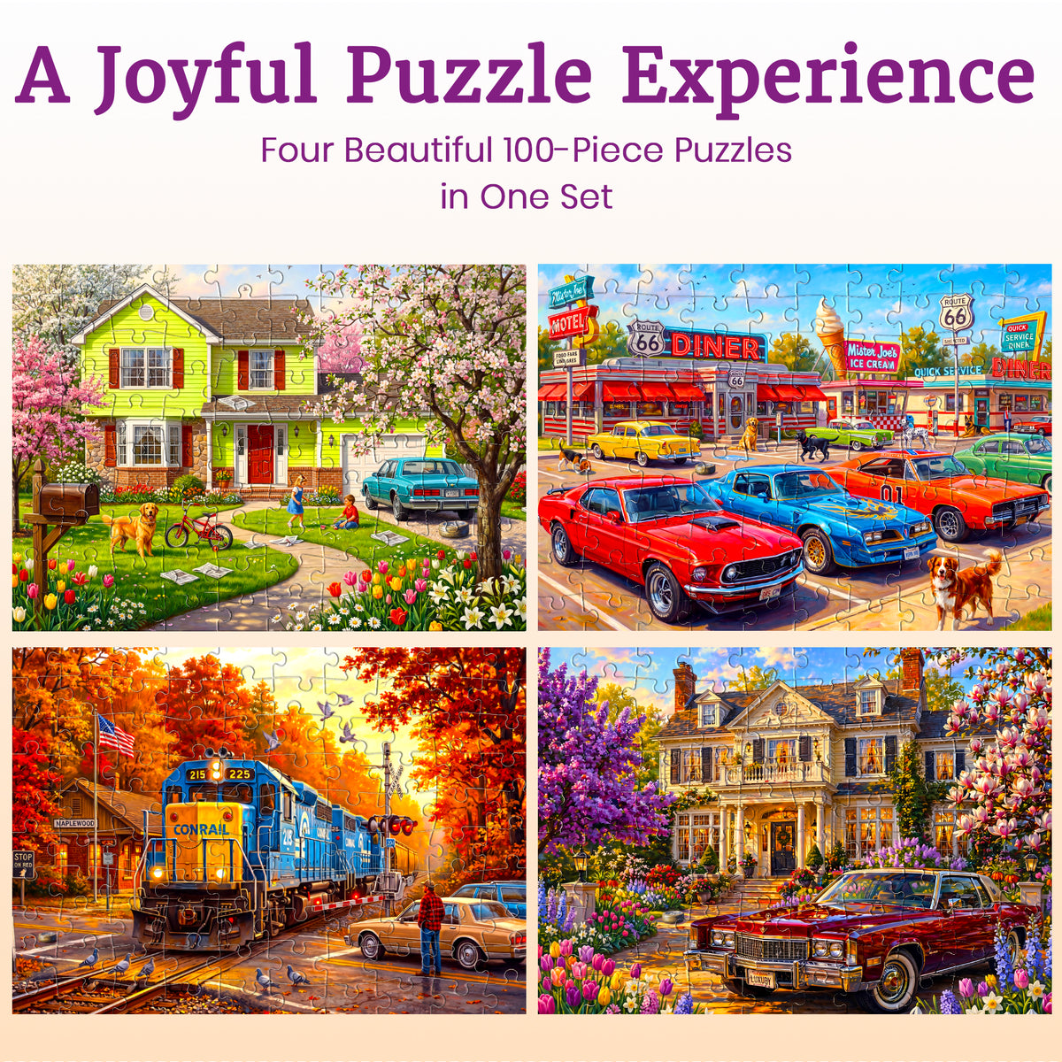 100 Pcs Search & Find Dementia Puzzles for Elderly - Retro