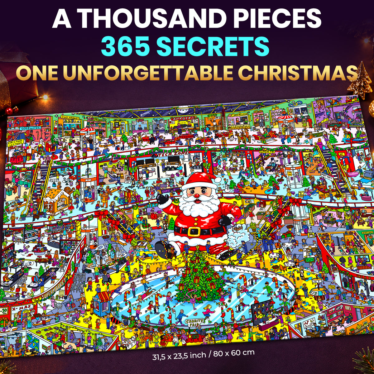 1000 Pcs Puzzle for Adults with Hidden Tasks - Christmas Mall