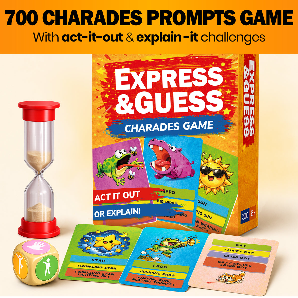 Express & Guess Charades for Kids  - 200 Acting & Explaining Cards