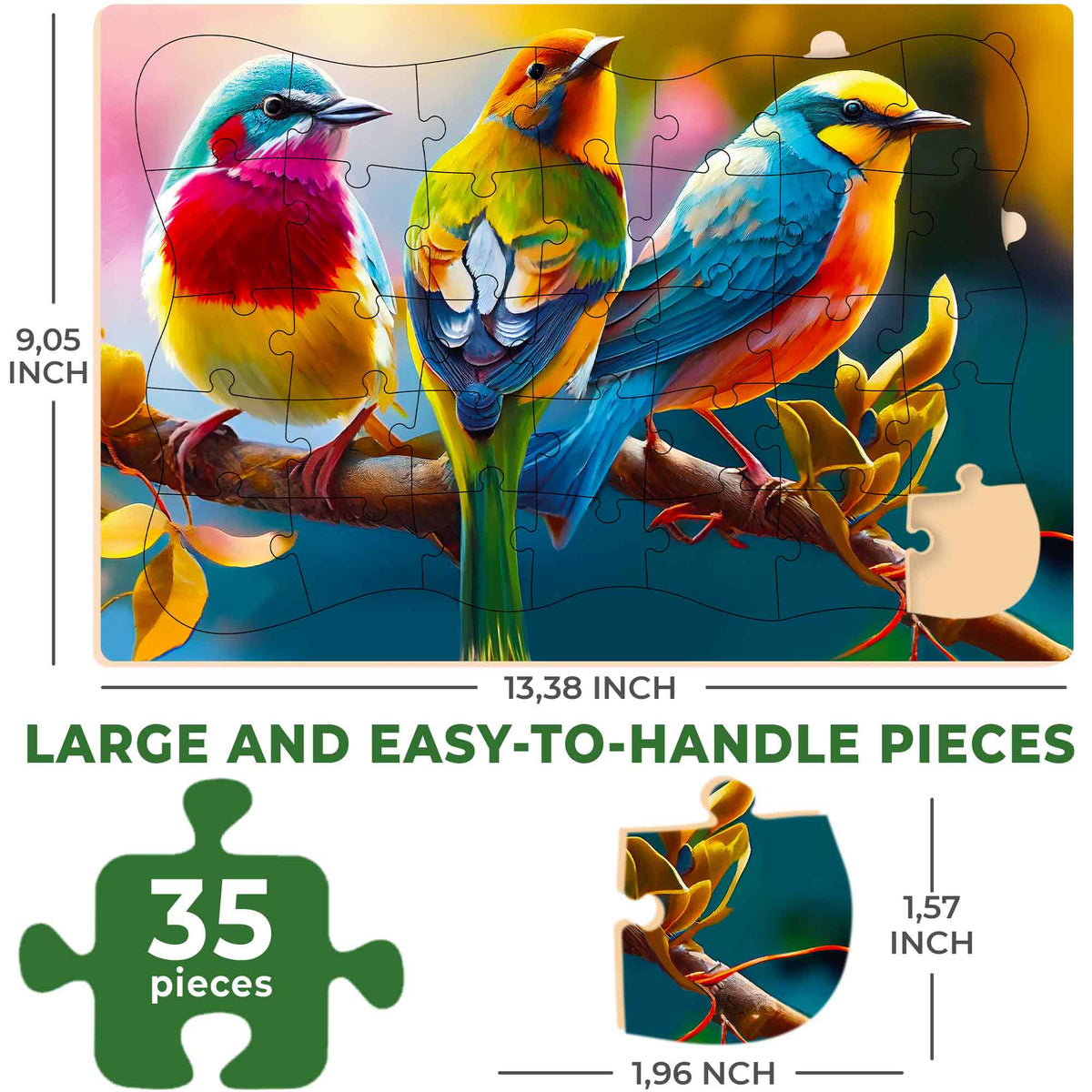 35 Piece Dementia Puzzles for Elderly | Birds, Dogs & Cats