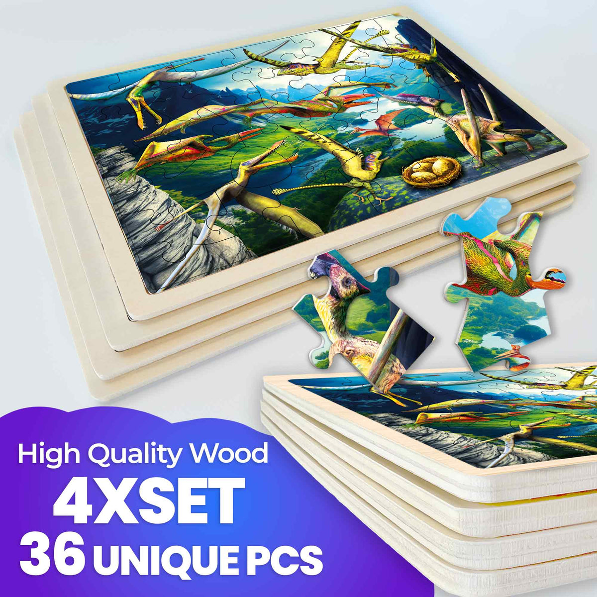 Wooden Realistic Puzzles Set