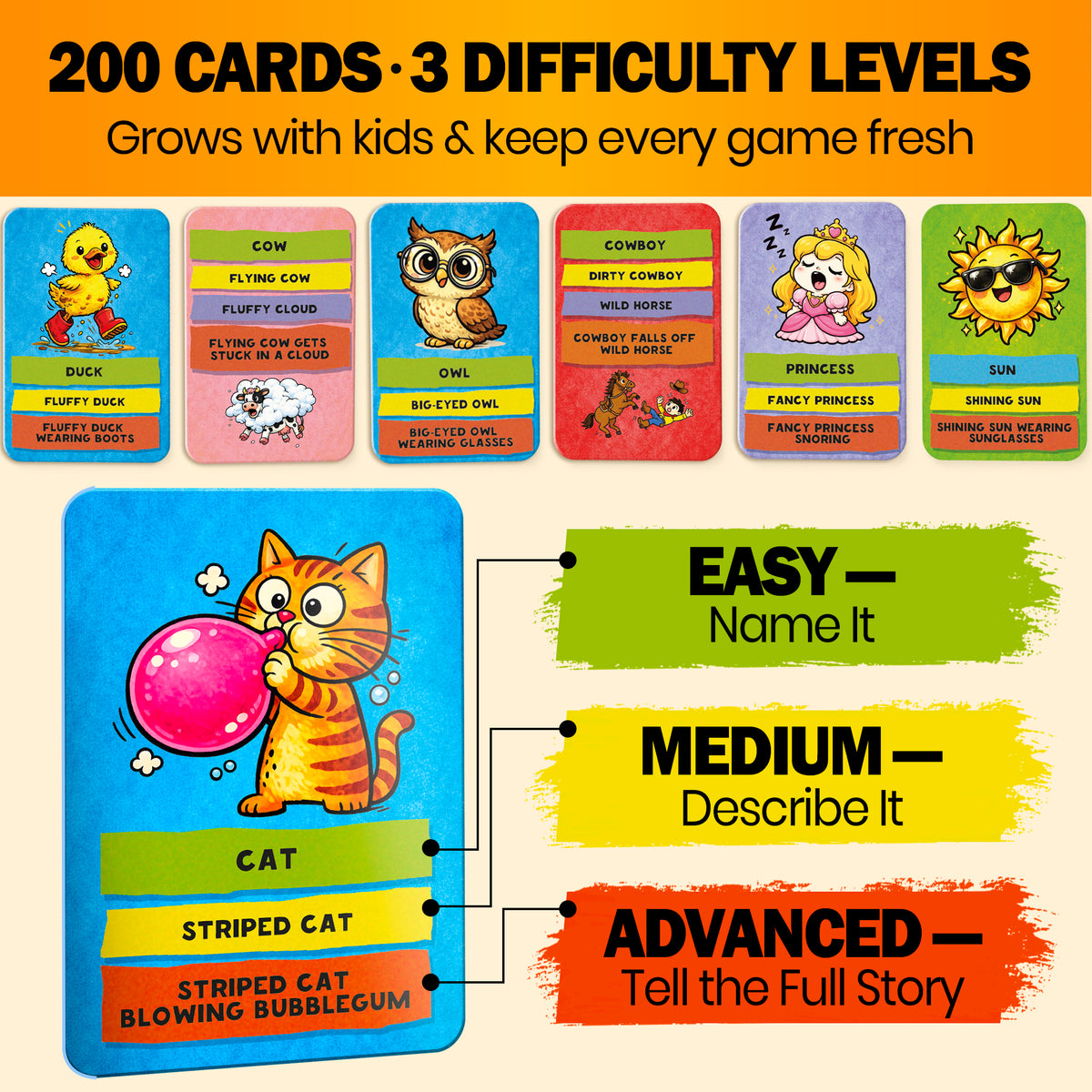 Express & Guess Charades for Kids  - 200 Acting & Explaining Cards