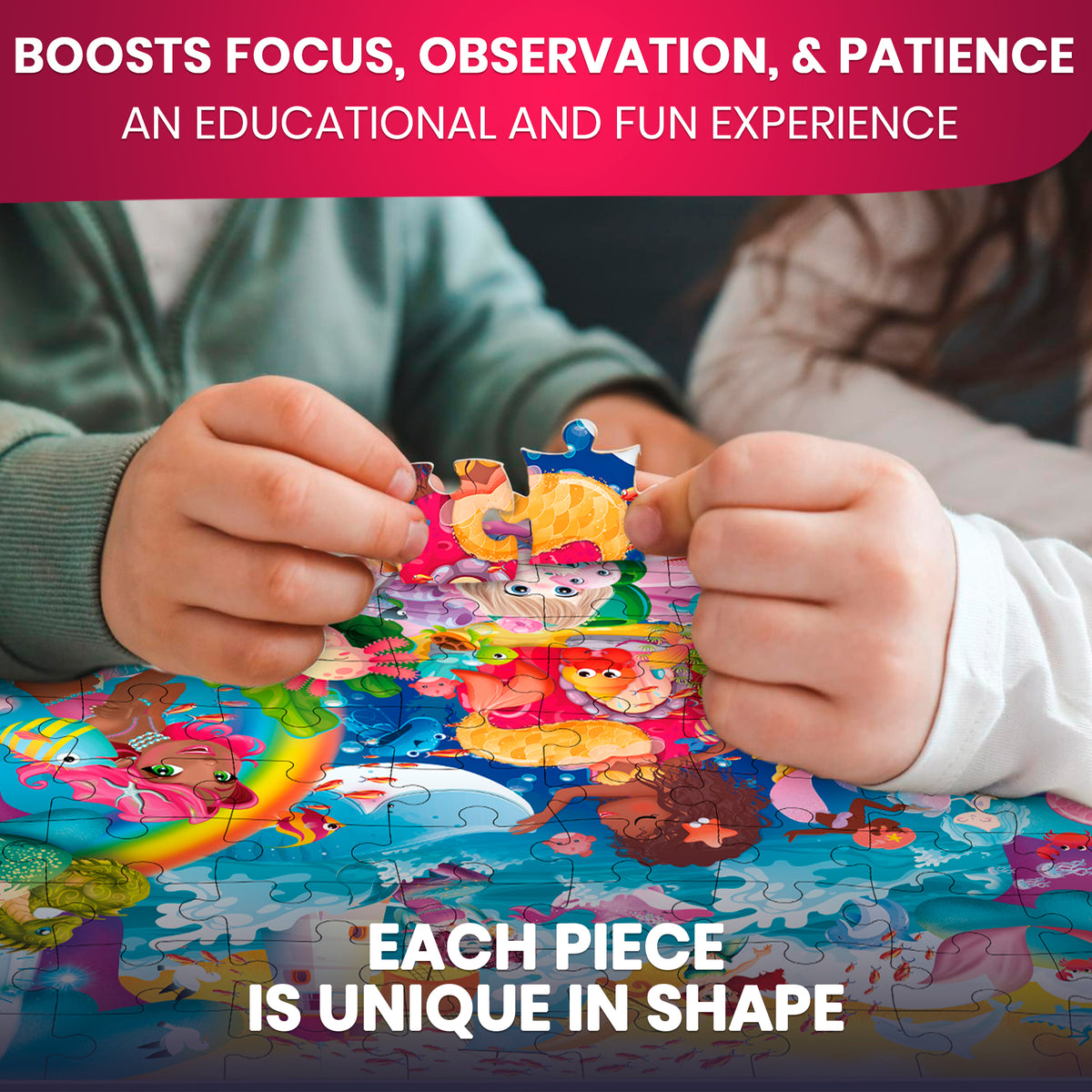 100 Pcs Floor Puzzles for Kids | Unicorns, Princess & Mermaids