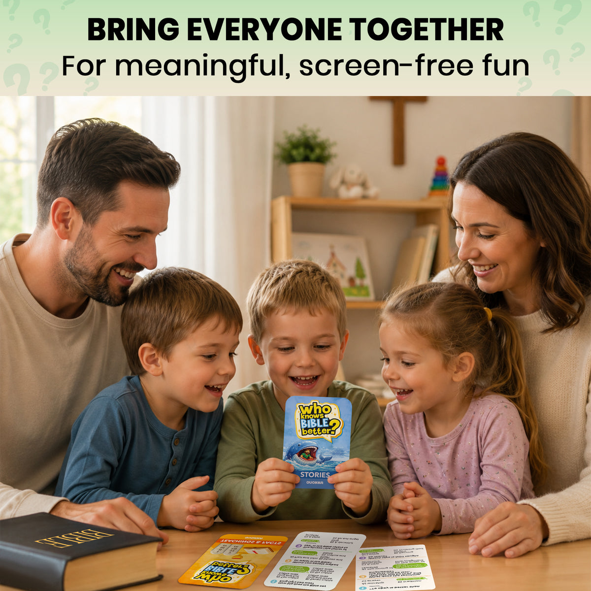 Trivia Card Game - Who Knows Bible Better? 3 Set for Family